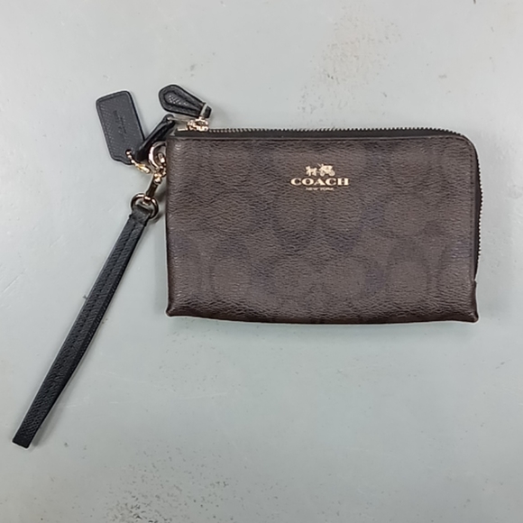 Coach Brown Signature Wristlet